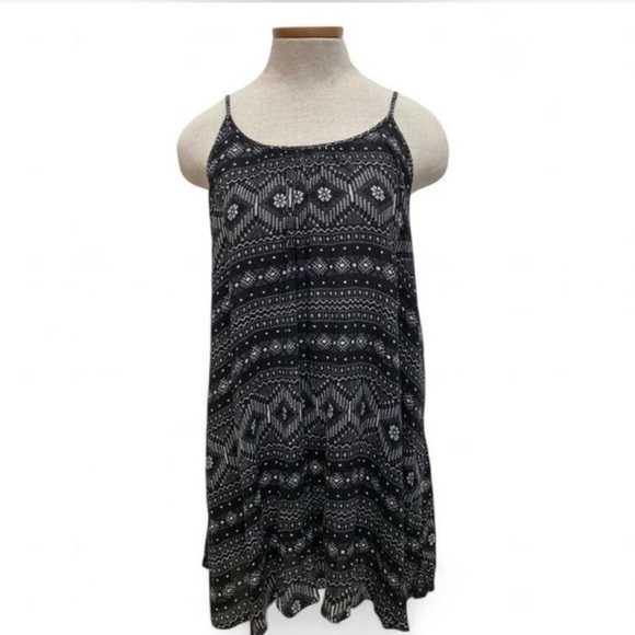 Roxy Windy Fly Away Print Dress, Black & White, Floral Geometric Open Back Small - Picture 1 of 8